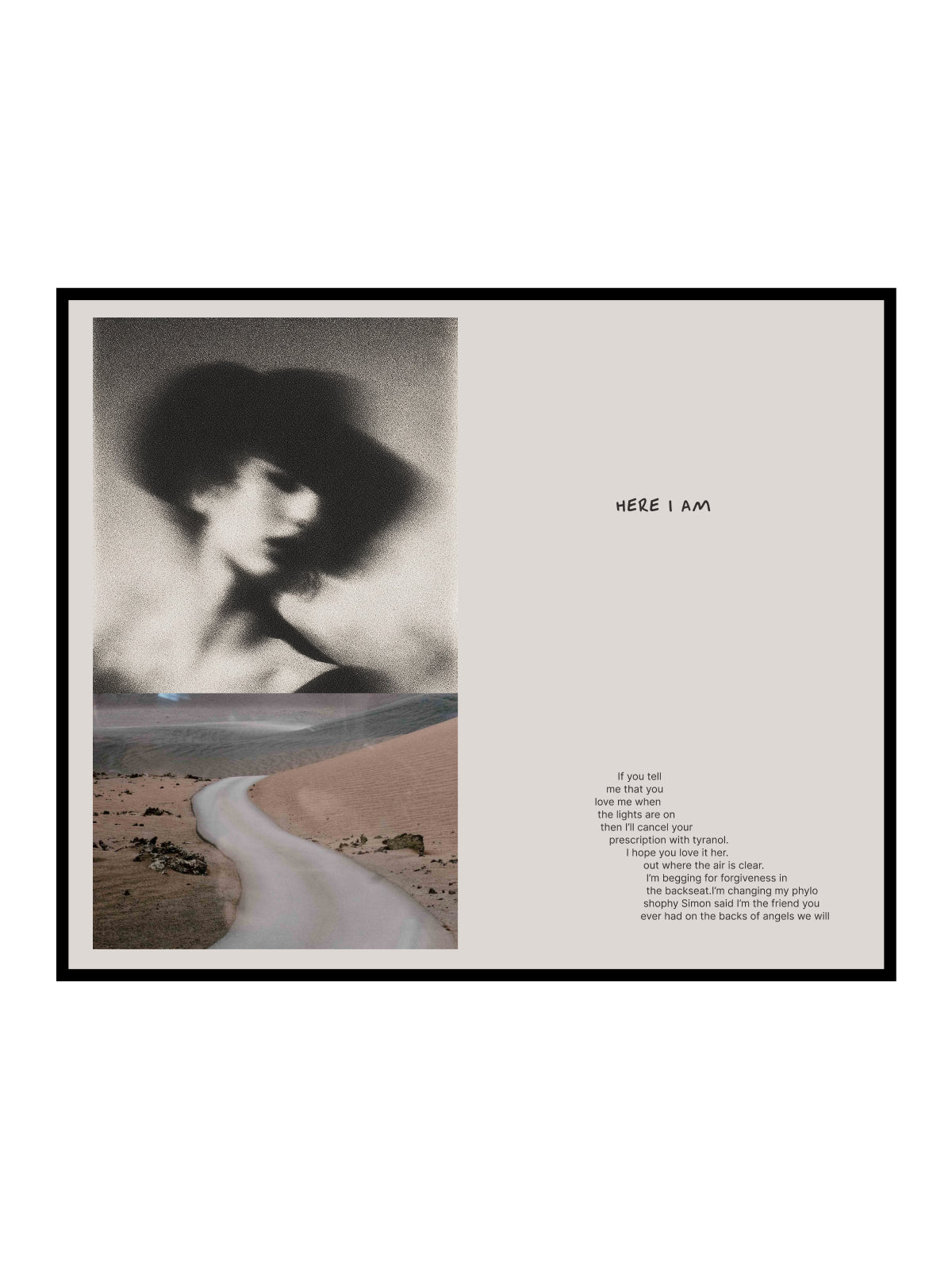 Here I Am - desert road figure collage