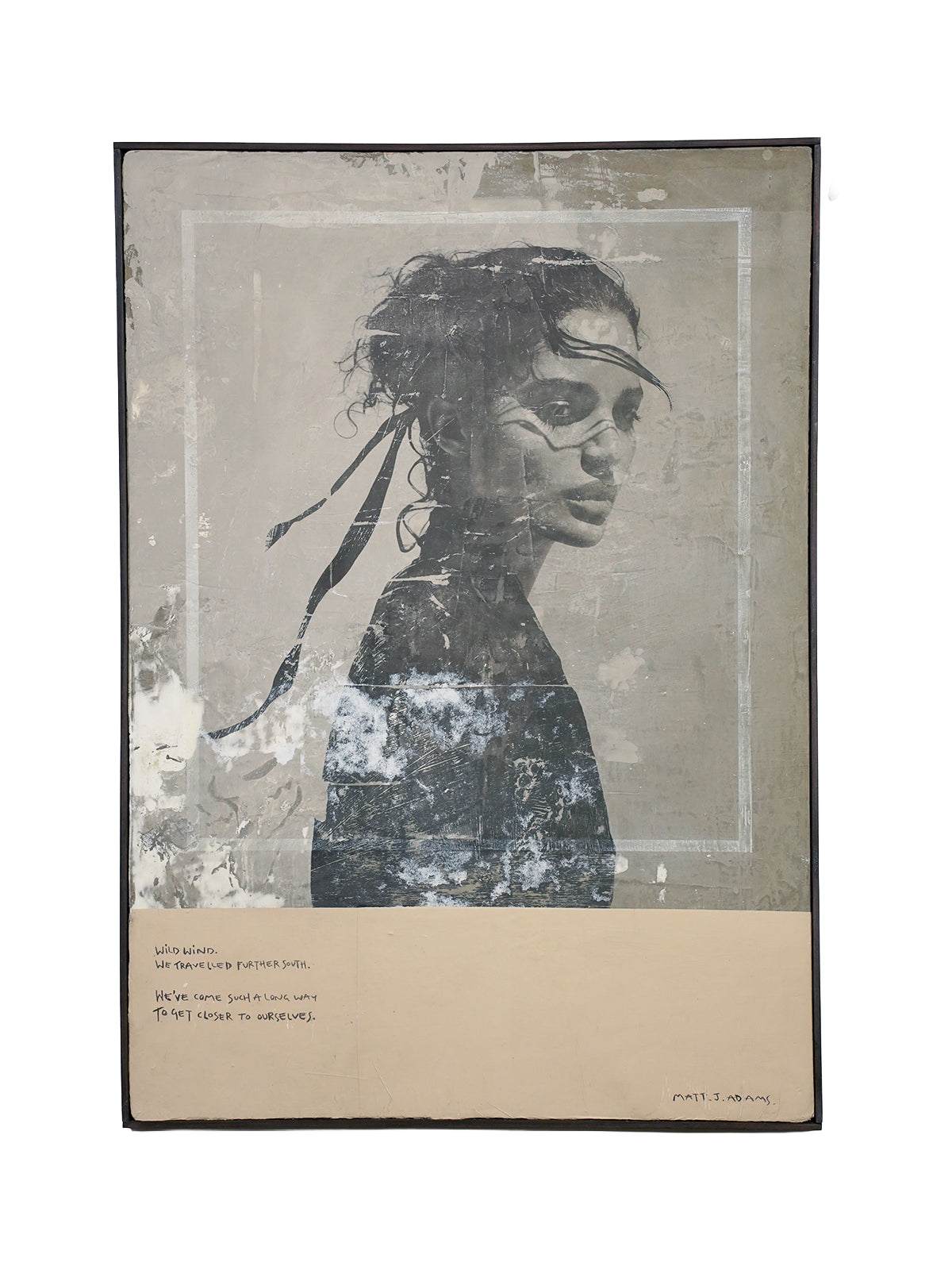 Wild Wind - textured mixed media portrait